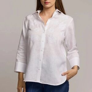Hinson Wu Margot Embroidered Shirt, Linen, Novelty, $345, S/M